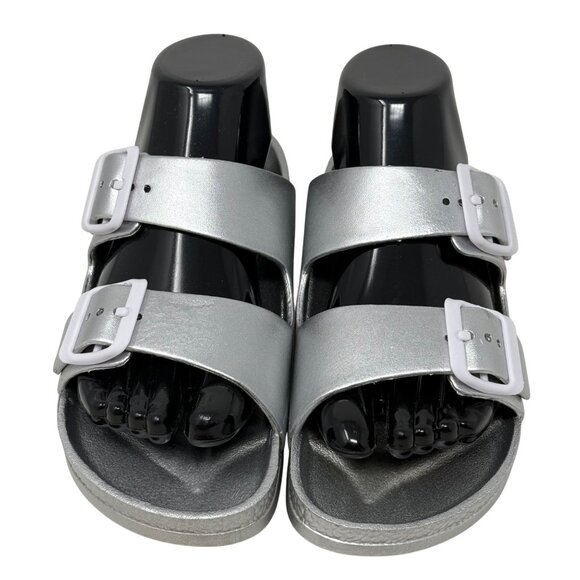 Mia Womens Jasmin Silver EVA Slip-On Sandals With Double Adjustable Straps Sz 8 - Picture 3 of 11
